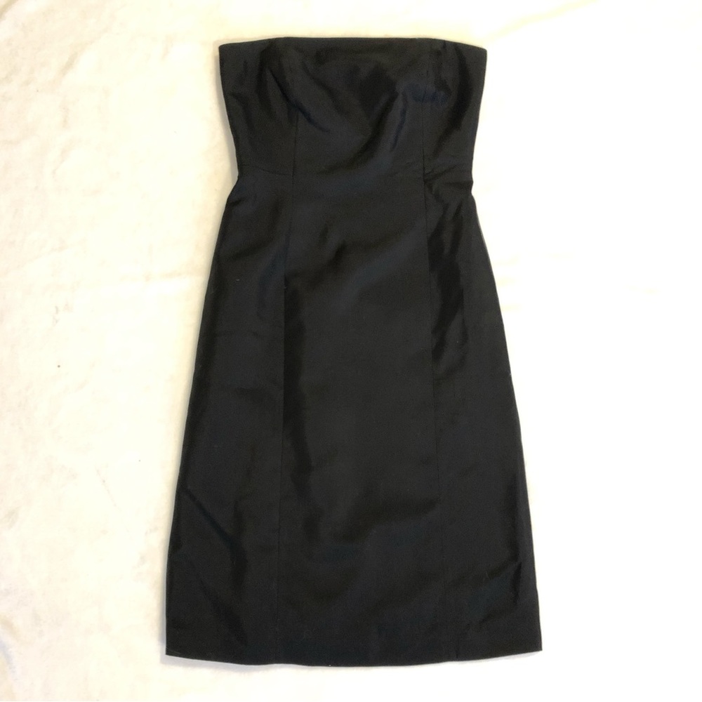 Ann Taylor Black Strapless Midi Dress Silk/Cotton size 8